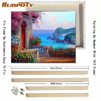 Ruopoty Beauty Garden Landscape Diy Наборы для рисования по номерам Ручная роспись маслом Настенная картина Акриловая краска по номерам 40x50CM с рамкой Diy