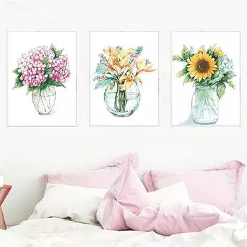 Ruopoty без рамки цветы DIY картина по номерам Современная настенная художественная картина ручная роспись рисунок для домашнего декора 40x50 см 40x50CM NO Frame