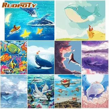 Ruopoty безрамная картина «сделай сам» по номерам, животные, акриловая настенная картина по номерам, холст, картина для украшения дома 40x50CM NO Frame