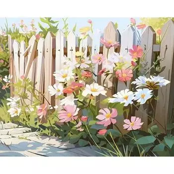 RUOPOTY Цветочное поле DIY Наборы для рисования по номерам Акриловая краска на холсте Цветочный пейзаж Современная настенная художественная картина Домашний декор 40x50cm NO Frame