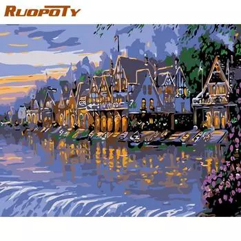 Ruopoty Diy картина по номерам пейзаж современная настенная художественная картина ручная роспись маслом для украшения стены 40x50 см 40x50CM NO Frame