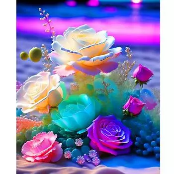 RUOPOTY Diy краска по номерам для взрослых, красочные наборы цветов розы, акриловая легкая картина по номерам, пляжный пейзаж, креативное хобби 40x50cm NO Frame