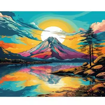 RUOPOTY DIY набор для рисования по номерам закат перо пейзаж DIY масло акрил современный холст набор для взрослых украшение дома подарок 40x50 см 40x50cm NO Frame