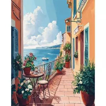 RUOPOTY Diy Paint By Number For Adults Kits Seaside House Acrylic Easy Painting By Numbers Landscape For Wall Home Decor 40x50cm NO Frame