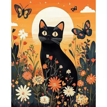 RUOPOTY DIY Paint By Numbers Kits Butterfly Cat Beginner on Canvas By Number Kits Painting House Art Supplies Coloring By Number 40x50cm NO Frame