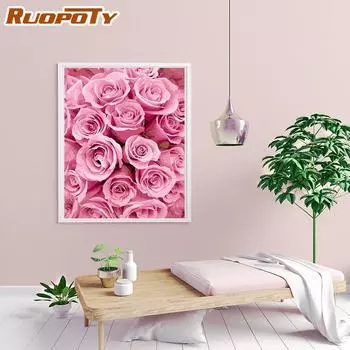 Ruopoty DIY рамка DIY цифровые картины по номерам ручная роспись цветы картина маслом акриловая живопись современное настенное искусство для украшения дома