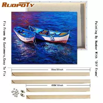 Ruopoty DIY Рамка Корабли на море Картина DIY Наборы для рисования по номерам Раскраска по номерам Ручная роспись Домашний декор Настенные работы