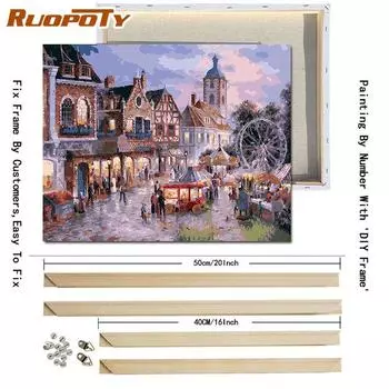 Ruopoty DIY рамка пейзажная картина DIY краска по номерам акриловая картина на холсте настенная художественная картина современный домашний декор 40x50 см искусство
