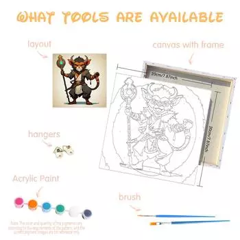 RUOPOTY Framed Paint By Numbers Kit For Starter Kits Acrylic Paint For Adults Wukong Colorful By Numbers For Home Wall Decor Diy Crafts 20x20cm with frame