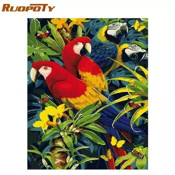 RUOPOTY картина с птицами, сделай сам, картина маслом по номерам, современная домашняя Настенная картина, акриловая краска по номерам для декора гостиной 40x50CM NO Frame
