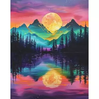RUOPOTY Краска по номерам Diy Crafts Закат Пейзаж Картинки по номерам Настенные декоры Картина по номерам Художественные принадлежности Горный лес 40x50cm NO Frame