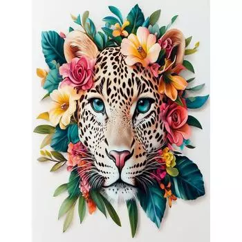 Ruopoty Painting By Numbers Flower Leopard Acrylic Art Paint Paintings Hand Painted Painting By Numbers Living Room Wall Decoration Painting 40x50cm NO Frame