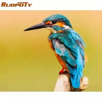 RUOPOTY Рамка для рисования по номерам, набор красочных птиц, современное настенное искусство, холст, картина для дома, настенный декор, каллиграфия