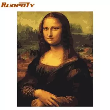 RUOPOTY Рамка Мона Лиза DIY Картина по номерам Современная настенная живопись Картина на холсте Акриловая краска по номерам для домашнего декора