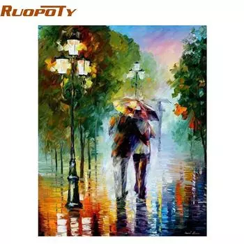 RUOPOTY Рамка Романтический любовник DIY Наборы для рисования по номерам Раскраска по номерам Домашний настенный декор для гостиной Работа 40x50
