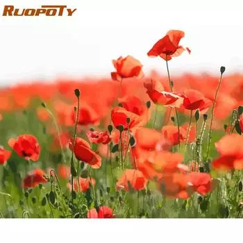 RUOPOTY Рамка с цветами DIY Набор для рисования по номерам Подсолнухи Современная домашняя настенная художественная картина по номерам для домашнего декора 40x50CM NO Frame