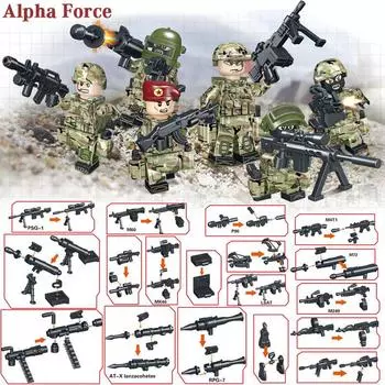 Русский Альфа-сила, строительный блок, игрушка, мини-военный солдат, армейская фигурка, набор кирпичей