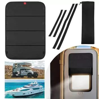 RV Door Window Shade Cover Foldable Waterproof Easy to Install 2516inch Black Blackout