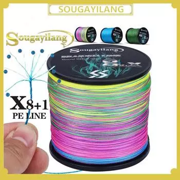 Рыболовная катушка Sougayilang, 8 + 1 нитей, рыболовная леска, 300 м, полиэтиленовая плетеная леска, прочная леска, многоцветные рыболовные снасти Pesca, инструменты 300M&0.14 зелёный