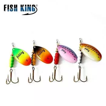 Рыболовная приманка FISH KING Spinner Bait, 1 шт., жесткая приманка для окуня, ложка с тройным крючком, снасти высокого качества 3.2g