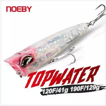 Рыболовная приманка NOEBY Topwater Popper 12 см, 41 г, 15 см, 94 г, 19 см, 129 г, искусственная жесткая приманка Jet Popper для GT, приманка для морской рыбалки на тунца