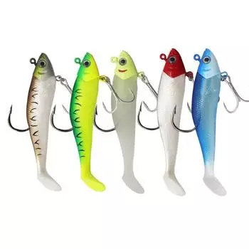Рыболовная приманка T-tail Bait Jig Head Single Hook Аксессуары для морской рыбалки C зелёный