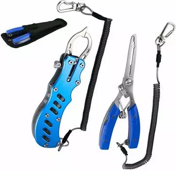 Рыболовные клещи Fish Grip Fish Fishing Fish Made of Поставляется с предохранительным тросом и футляром для хранения Ловец, захват, снасть, захват, встроенный нож, нержавеющий