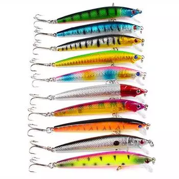 Рыболовные приманки Crankbaits Jerk, 10 шт., кривошипная приманка, снасти для окуня, много крючков, приманка Minnow 7.2cm