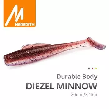 Рыболовные приманки MEREDITH DieZel Minnow 80 мм 5,9 г, мягкие рыболовные приманки 3,15 дюйма, 8 шт./лот, силиконовые искусственные пластиковые приманки для плавания, воблеры 80mm/8pcs
