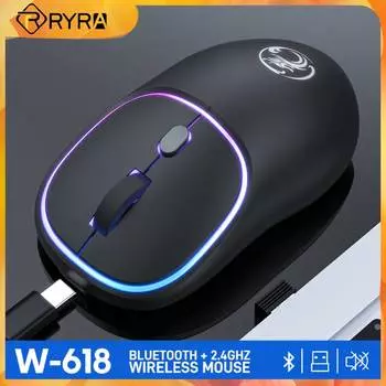 RYRA 1600DPI двухрежимная геймерская мышь типа C Беспроводная мышь перезаряжаемая офисная мышь WIFI USB Mute совместимая 4 клавиши игровая Black Single mode
