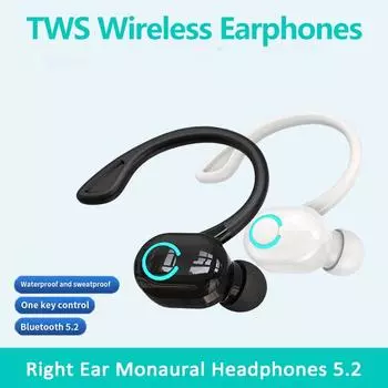 S10 Bluetooth 5.2 HIFI Стерео Handfree Наушники для звонков Бизнес Беспроводная гарнитура с ушным крючком и микрофоном M чёрный