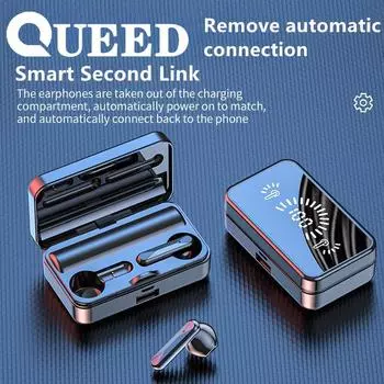 S20 Mirror Bluetooth 5.2 HIFI 3D Стерео Широкоустойчивые водонепроницаемые наушники с микрофоном Светодиодная гарнитура с сенсорным управлением чёрный