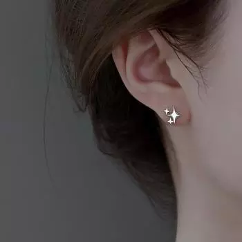 Серьги-гвоздики Four Stastreet Ins Style Три серьги-гвоздика Мода Корейские серьги-крестики Тренд