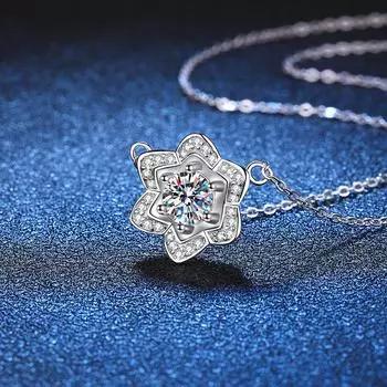 S925 Серебро 18 К Позолота D Цвет 1 CT Муассанит Ожерелье Лаборатория Алмаз Камелия Подвеска Ожерелье Женская Мода GRA Ювелирные Изделия Zircon