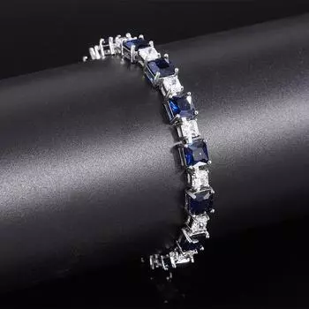 S925 Серебро для всего тела, хит продаж, имитация королевского сапфира, прецизионный ремесленный роскошный браслет с инкрустацией, главный камень 6*6 16