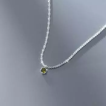 S925 серебро кулон с зеленым цирконом ожерелье женская цепочка на ключицы гламурная мода Высокое ювелирное искусство