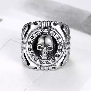 S925 серебряное кольцо с персонализированным рисунком черепа, мужское кольцо с белым бриллиантом в виде черепа 8