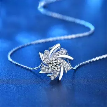 S925 Серебряное модное Очаровательное ожерелье в форме цветка, женское белое ожерелье из муассанита на ключицу, ювелирное изделие, подарок 45cm