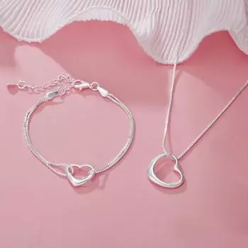 S925 Серебряные браслеты в форме сердца, ожерелья для женщин, модельер, свадебные комплекты ювелирных изделий для помолвки, рождественский подарок