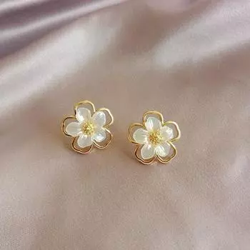 S925 Серебряные серьги с игольчатыми цветами, простые металлические серьги, персонализированные модные серьги нишевого дизайна