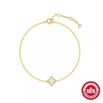 S925 Silver Bracelet Women S Four-Leaf Clover Bracelet Personalized Fashion Classic Lucky Grass Hand Jewelry Bracelet 925 silver золотой