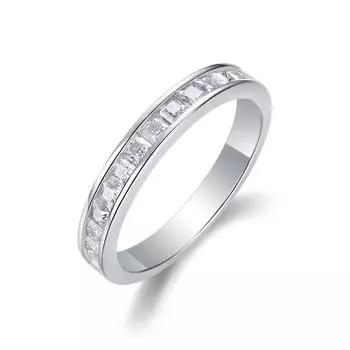 Кольцо S925 Серебро Feel Free 2 мм Квадратное Кольцо с Муассанитом Beauty 5