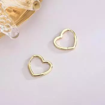 S925 Silver Korean Heart-Shaped Hollow Earrings ES1320 платиновый