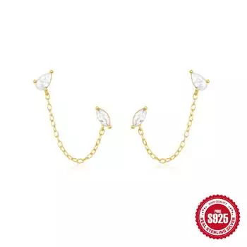 S925 Silver Long Fringed Stud Earrings Women S French Light Luxury High-End Bohemian Earrings 925 Silver