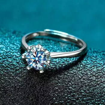 Кольцо из серебра 925 пробы Любовь Снежинка Женский модный тренд Однокаратное кольцо с бриллиантом в шести крапанах Кольцо с одним бриллиантом без оправы с открытой шинкой opening adjustable