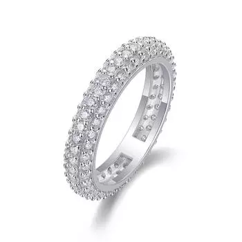 Серебряное кольцо S925 с муассанитом и закрытым кольцом Beauty 5