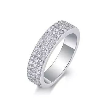 Серебряное кольцо S925 с муассанитом и закрытым кольцом Beauty 5