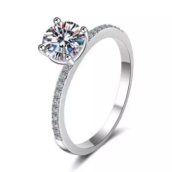Серебряное кольцо S925, стерлинговое серебро s925, муассанит D-цвета, муассанит, один карат, pt950, высокого класса 5
