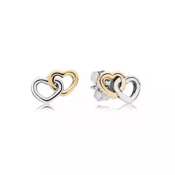 S925 Silver Shining Double Ring Love Stud Earrings Snake Bone Chain Pattern Fashion Women s Earrings