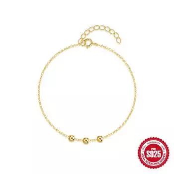 S925 Sterling Silver Bracelet Does Not Fade, Slidable Silver Bead Bracelet, Simple Niche High-End Women S Bracelet 925 silver золотой